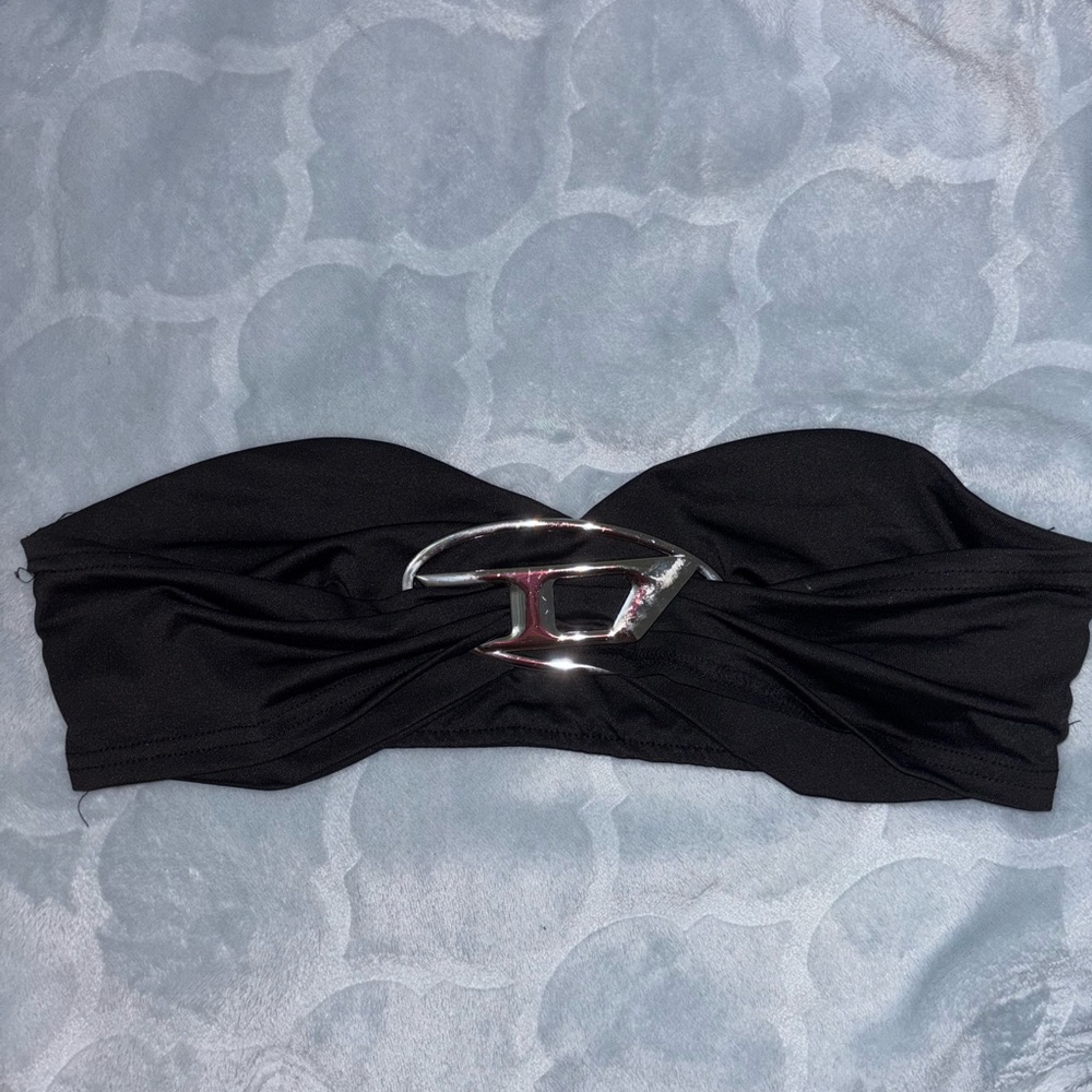 Diesel Black Crop Top with Silver Accent